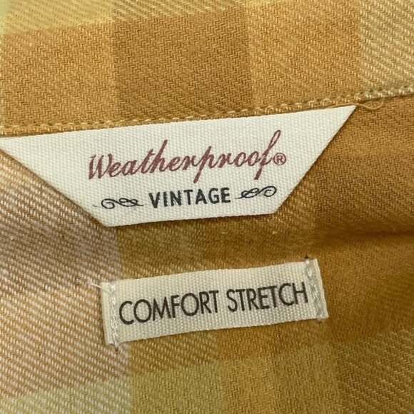 Weatherproof Vintage Women’s Comfort Stretch Yellow Plaid Shirt Large d0504 - Picture 3 of 9